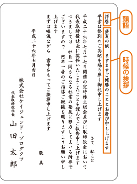 時候の挨拶の例文 ケイジェンド プロダクツ